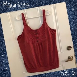 Maurices tank top with embroidered accents SZ 2
